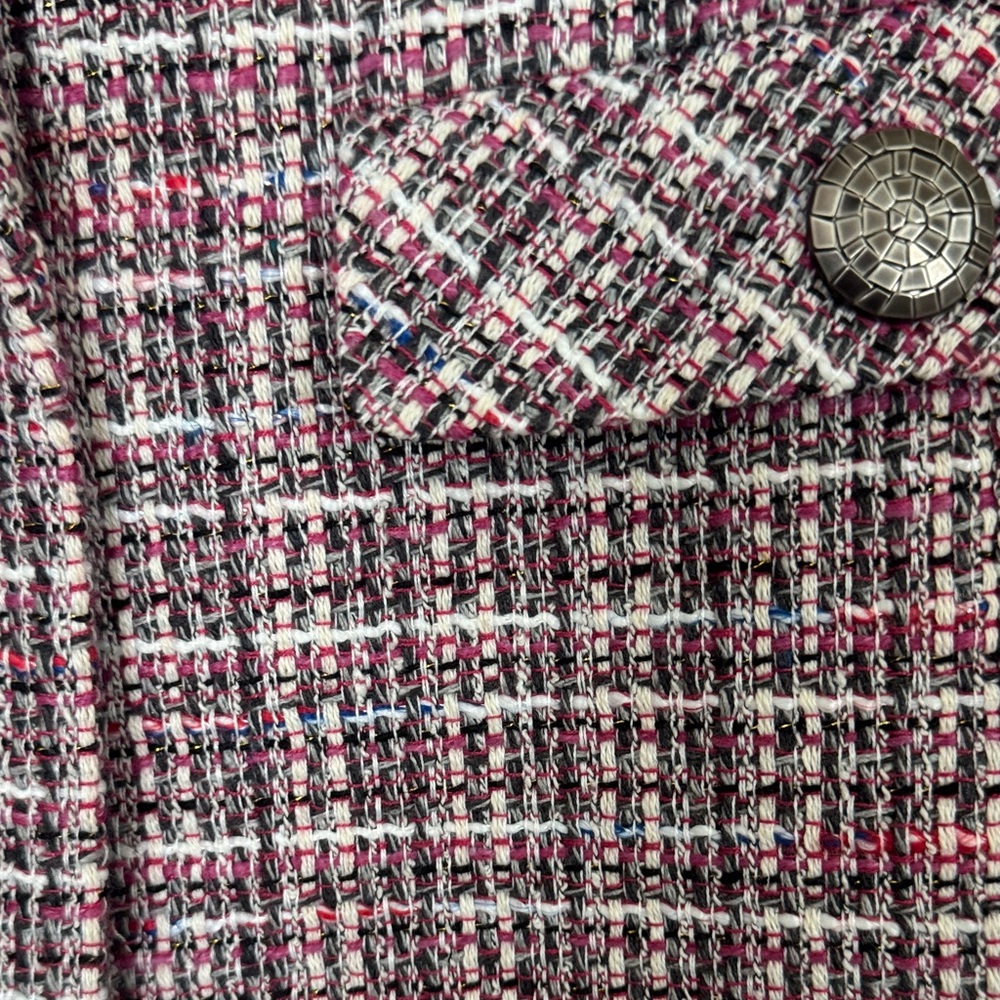 Bagatelle Collection Pink Plaid Tweed Blazer Jacket - Picture 3 of 16